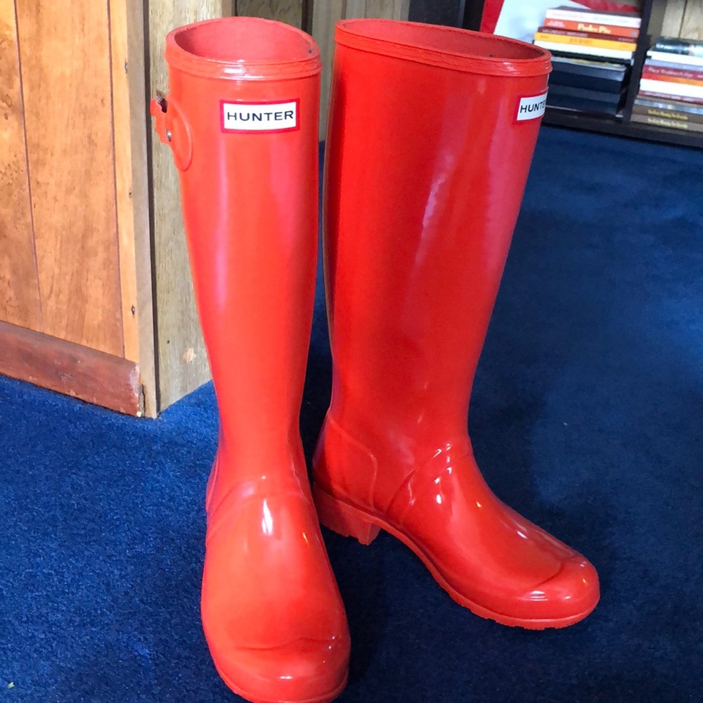 Hunter Red Tall Gloss Rain Boots